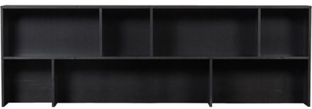 Woood Opzetkast Gravure New Grenen Zwart - - Breedte: 200.00 cm