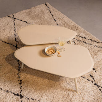 Woood Organische Salontafel 'Davina' Set van 2 stuks, MDF, kleur Dust