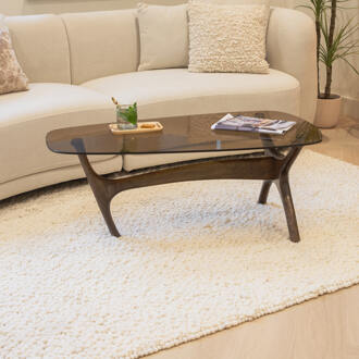 Woood Organische Salontafel 'Flash' Mangohout en glas, 110 x 60cm Walnoot