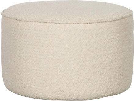 Woood Poef 'Sara' Laag, Bouclé, kleur Crème