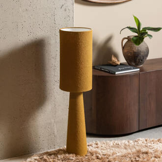 Woood Tafellamp / Vloerlamp 'Loft' Bouclé, 90cm, kleur Tapenade Geel - 90 cm