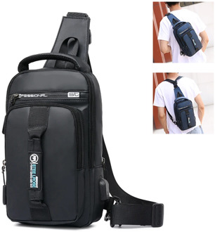 Work Crossbody Bags USB Charging Bicycle Chest Pack Short Trip Messengers Chest Bag Water Repellent Shoulder Bag Male