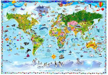 World Map For Kids Vlies Fotobehang 100x70cm