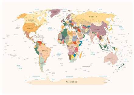 World Map Vlies Fotobehang 250x175cm