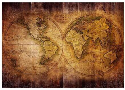 World On Old Map Vlies Fotobehang 300x210cm