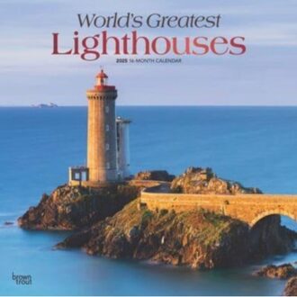 World's Greatest Lighthouses 2025 12 X 24 Inch Monthly Square Wall Calendar Foil Stamped Cover - Browntrout