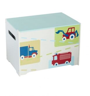 Worlds Apart Speelgoedkist Trucks and Tractors wit 60x39x39 cm