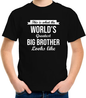 Worlds greatest big brother/ de beste grote broer kado shirt voor jongens / kinderen zwart S (122-128)