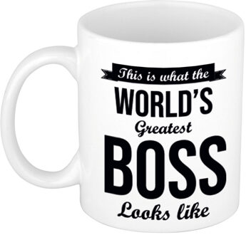 Worlds Greatest Boss cadeau mok / beker 300 ml - feest mokken Wit