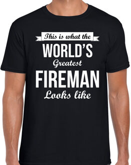 Worlds greatest fireman t-shirt zwart heren - Werelds grootste brandweerman cadeau 2XL
