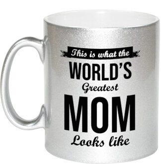 Worlds Greatest Mom cadeau mok / beker zilverglanzend 330 ml - feest mokken Zilverkleurig
