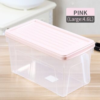 Worthbuy Koelkast Organisator Bpa Gratis Plastic Keuken Opslag Container Met Deksel Handvat Fruit Groente Voedsel Opbergdoos roze groot