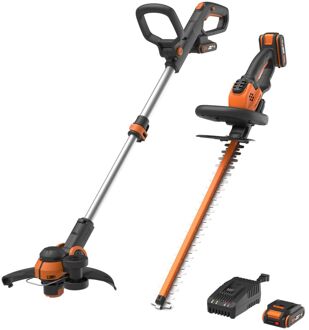 WORX 20v Combo Worx Wg264e.9 20v Heggenschaar + Worx Accu Grastrimmer Wg163e.9