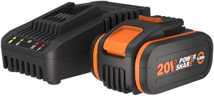 WORX Kit Batterij + Lader Power Share Wa3604 - Lithium-ion - 20v Max - 4,0ah - Voor Elektrisch Gereedschap