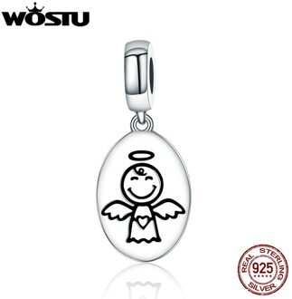 WOSTU 100% 925 Sterling Zilver Beschermengel Dangle Bead Fit Originele WST Charm Armband Sieraden CQC328