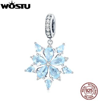 Wostu 100% 925 Sterling Zilver Elegante Sneeuw Dangle Charms Fit Originele Kralen Armband Ketting Sieraden Kerstcadeau CQC940