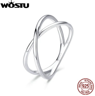 WOSTU 100% Real 925 Stelring Silver Double Layer Cross Finger Rings Classic 2019 New Rings For Women Jewelry Gift CQR543