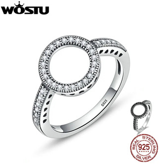 WOSTU 2019 Hot Sale Real 925 Sterling Silver Lucky Circle Finger Rings For Women Fashion Jewelry Gift Dropshipping CQR041