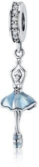 WOSTU 925 Sterling Zilver Ballet Meisje Ballet Angel Hanger Charm fit Originele WST Bedelarmband DIY Sieraden FIC514