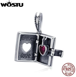 Wostu Authentieke 925 Sterling Zilver Forever Love Letter Bungelt Bedels Fit Armband Hanger Romantische Sieraden CQC980