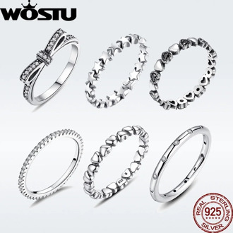 WOSTU Hot Sale 925 Sterling Silver Rings For Women European Original Wedding Fashion Brand Ring Jewelry Gift