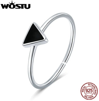 WOSTU Real 925 Sterling Silver Geometric Triangle Open Finger Rings For Women Man Cool Fine Jewelry Adjustable Ring Gift CSR158