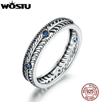 WOSTU Retro Ring Real 925 Sterling Silver Vintage Stackable Vine Shape Finger Ring for Women Wedding Engagement Jewelry CQR660