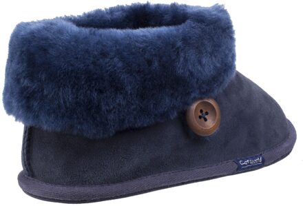 Wotton Dames Pantoffels Van Donkerblauw Leer Navy