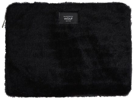 Wouf Black Forest laptophoes 13/14 inch faux fur Zwart