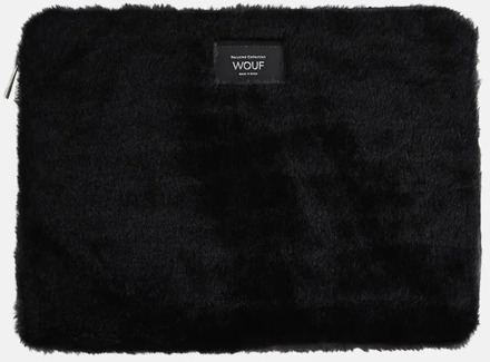 Wouf Black Forest laptophoes 13/14 inch faux fur Zwart