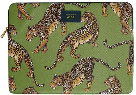 Wouf Daily Laptop hoes 13-14 inch - Laptopsleeve - Olive Leopard Groen - 14.2