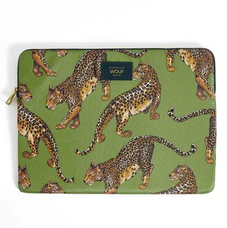 Wouf Daily Laptop hoes 15-16 inch - Laptopsleeve - Olive Leopard Groen - 16.2