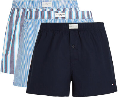 Woven boxer 3-pack blauw - M