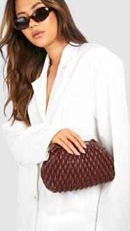 Woven Clutch Bag, Chocolate - ONE SIZE