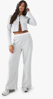 Woven Label Wide Leg Trouser, Grey Marl - 42