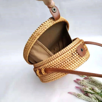 Woven Rattan Bag Round Straw Shoulder bags for women 2020 Small Beach Handbags Summer Hollow Handmade Messenger Crossbody Bags