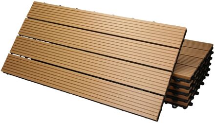 WPC patio tegels 60 x 30 cm 6er set, 1m², teak in houtlook Bruin