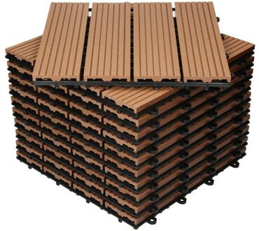 WPC Terras Tegels 30x30 cm 33er Spar Set für 3m² Lichtbruin in houtlook voor tuinbalkonvloeren
