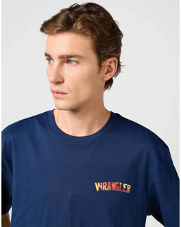 Wrangler Big graphic tshirt navy - maat L Blauw