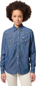 Wrangler Heritage shirt carson blue denim Blauw - L