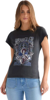 Wrangler Schrucking band tee faded black Zwart - M