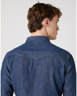 Wrangler Western shirt dark stone Blauw - L