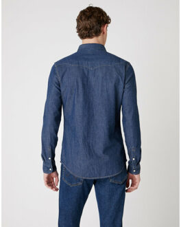 Wrangler Western shirt dark stone - maat XL Blauw