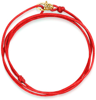 Wrap-Around String Bracelet with Sterling Silver Gold Plated Lock Nialaya , Red , Heren - ONE Size