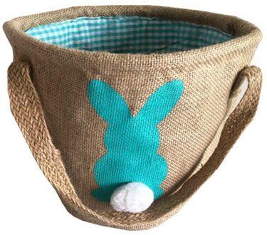 Wrap Opslag Pasen Ei Mand Kind Bunny Jute Bag Carrying Candy Party Mooie Opbergtas Blauw