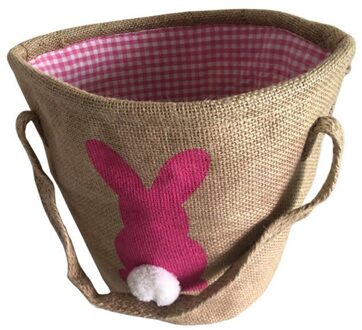 Wrap Opslag Pasen Ei Mand Kind Bunny Jute Bag Carrying Candy Party Mooie Opbergtas Roze