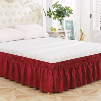 Wrap Rond Bed Rok Elastische Stof Ruche Bed Rokken Effen Kleur Op Makkelijk Uit Rimpel & Vervagen Slip Classic stijlvolle rood