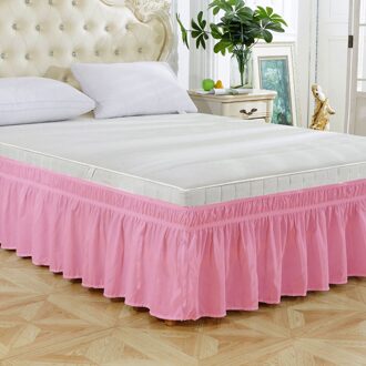 Wrap Rond Bed Rok Elastische Stof Ruche Bed Rokken Effen Kleur Op Makkelijk Uit Rimpel & Vervagen Slip Classic stijlvolle roze