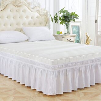 Wrap Rond Bed Rok Elastische Stof Ruche Bed Rokken Effen Kleur Op Makkelijk Uit Rimpel & Vervagen Slip Classic stijlvolle WH