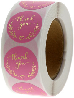 Wreath Thank You Stickers Gold Foil Seal Labels 100-500pcs 1\inch Pink Wedding Party Favors Envelope Supplies Stationery